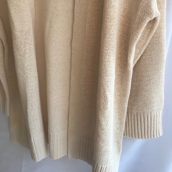 Loft Knit Rib Trim Open Cardigan Popcorn - Picture 6 of 7